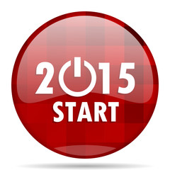 new year 2015 red round circle glossy modern design web icon