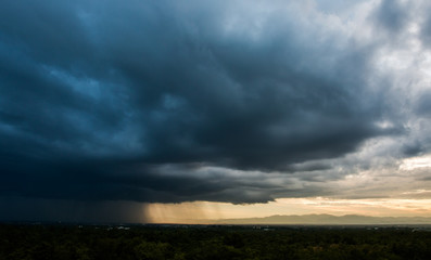 colorful dramatic sky with cloud at sunset
