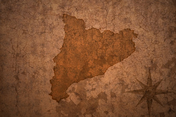 catalonia map on vintage crack paper background