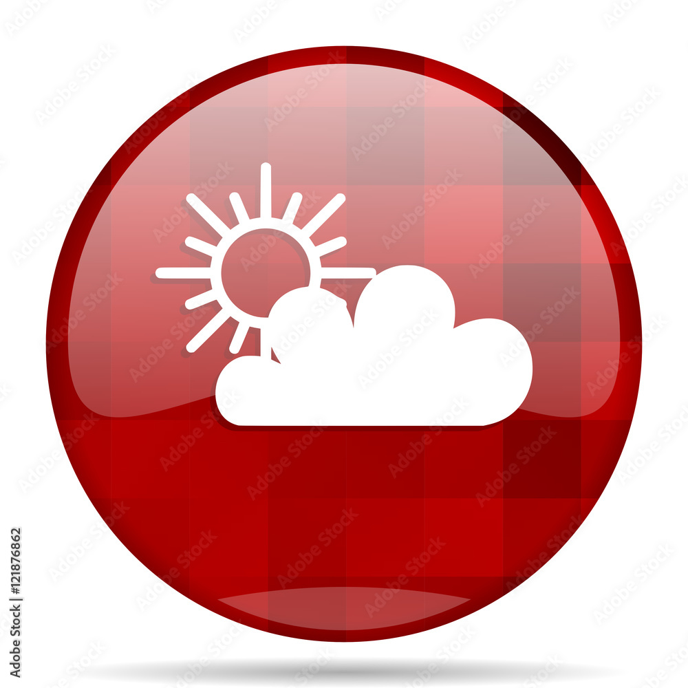 Poster cloud red round circle glossy modern design web icon