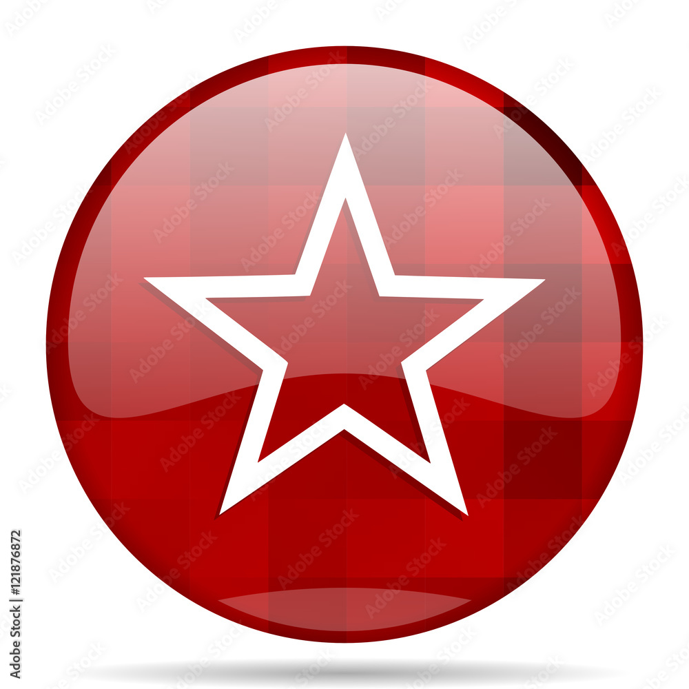 Poster star red round circle glossy modern design web icon