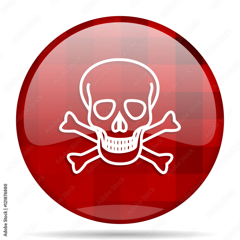 Poster skull red round circle glossy modern design web icon
