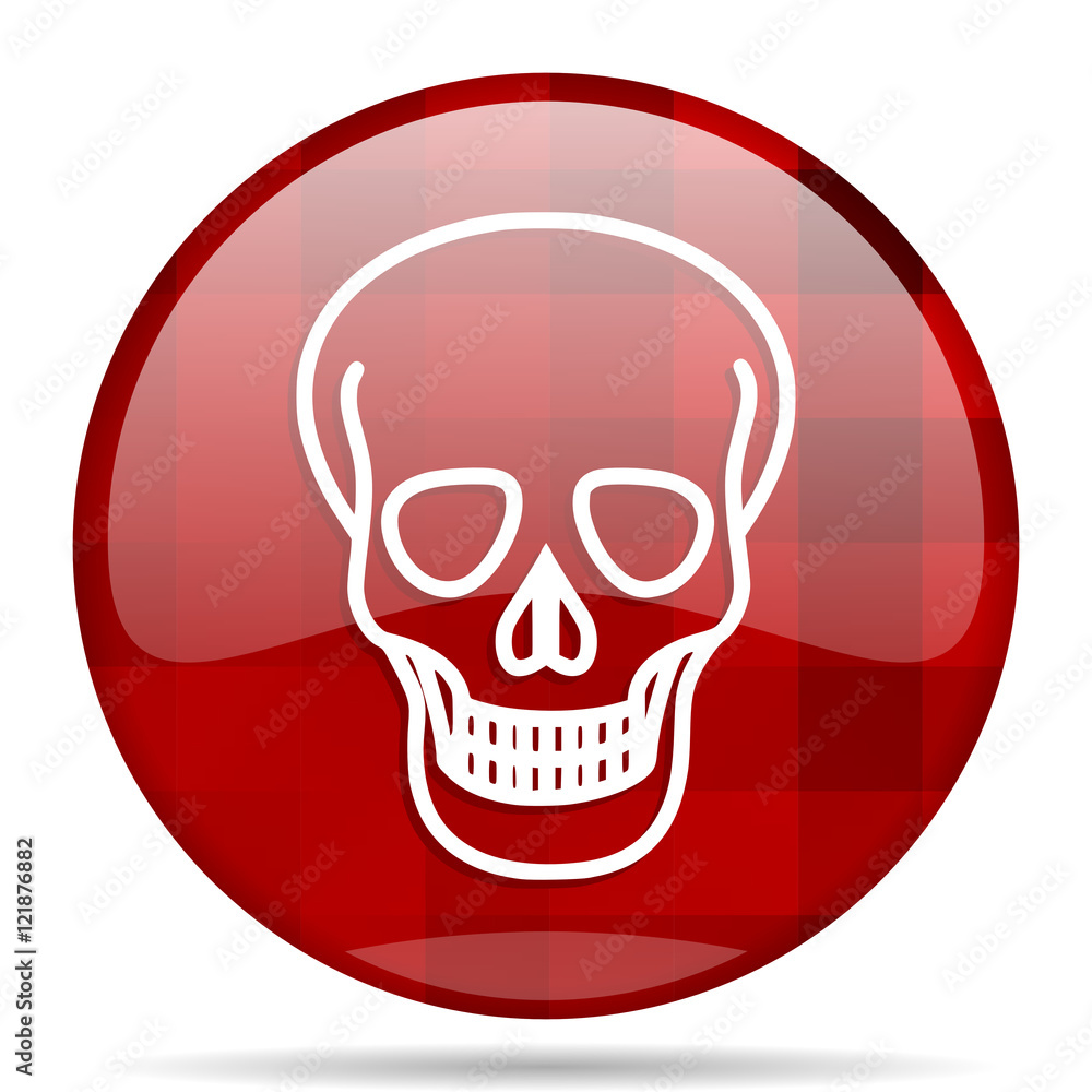 Poster skull red round circle glossy modern design web icon