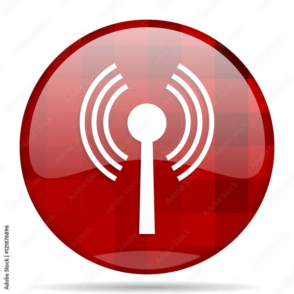 Poster wifi red round circle glossy modern design web icon