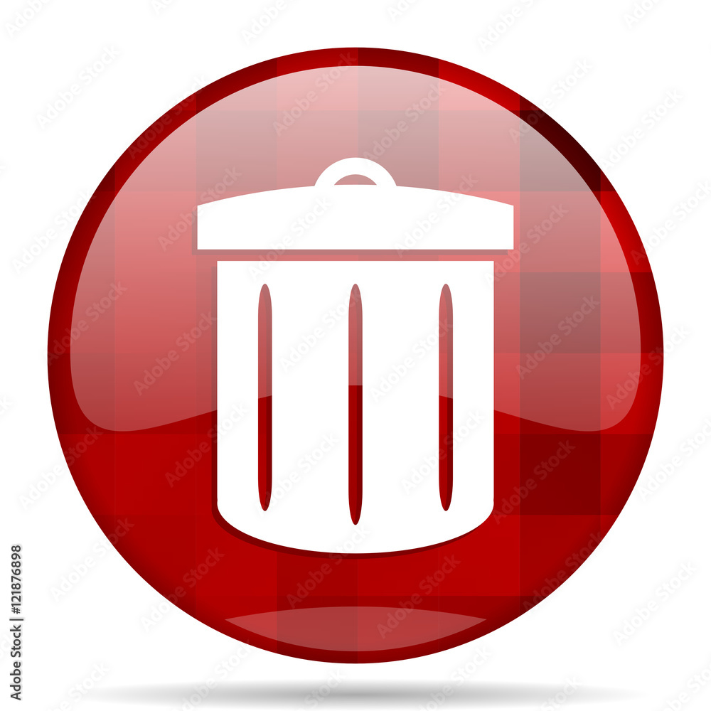 Poster recycle red round circle glossy modern design web icon