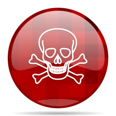 skull red round circle glossy modern design web icon