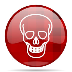 skull red round circle glossy modern design web icon