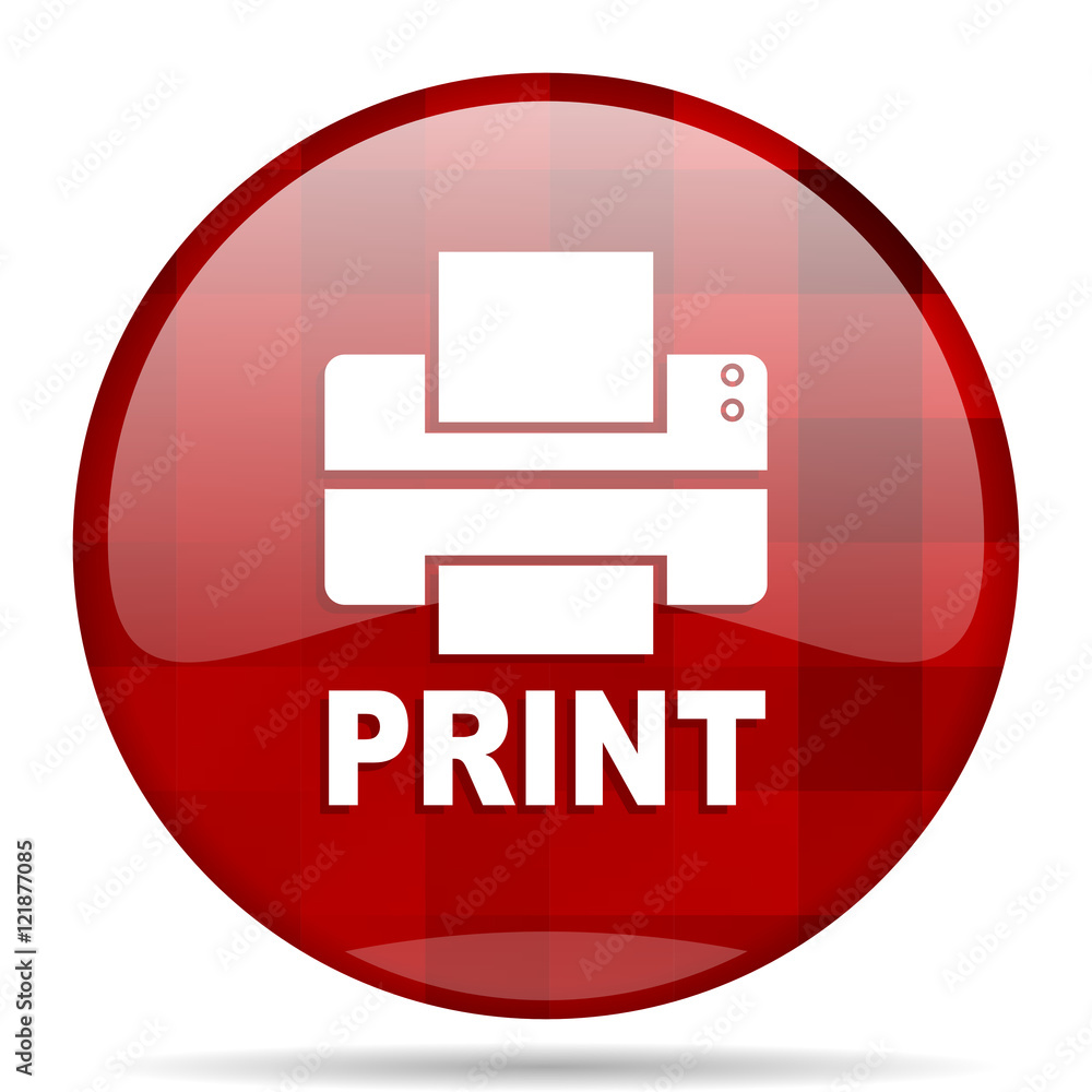 Poster printer red round circle glossy modern design web icon