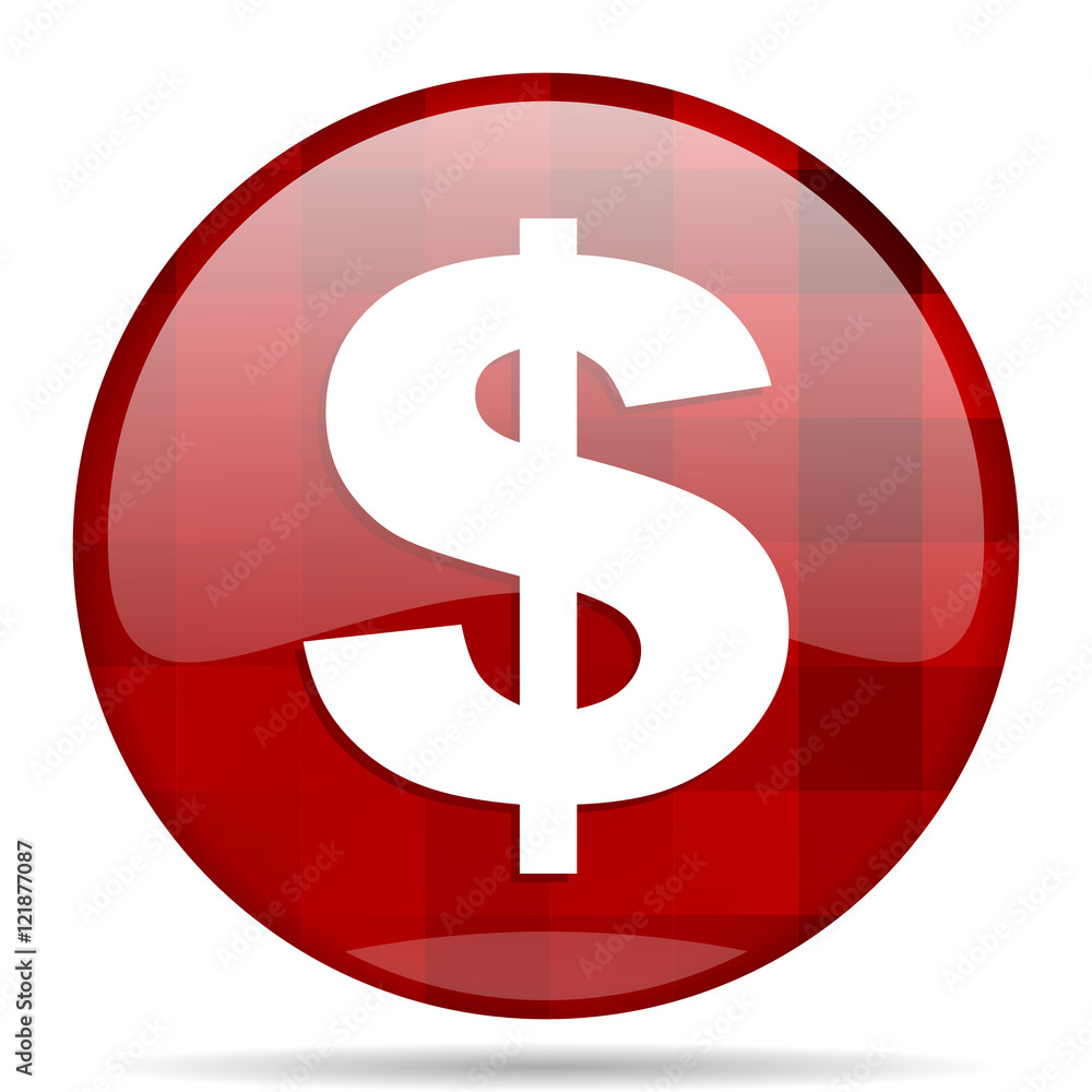 Poster dollar red round circle glossy modern design web icon