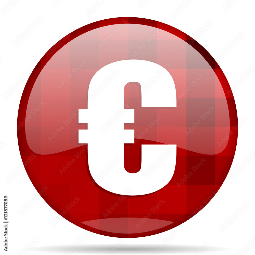 Poster euro red round circle glossy modern design web icon