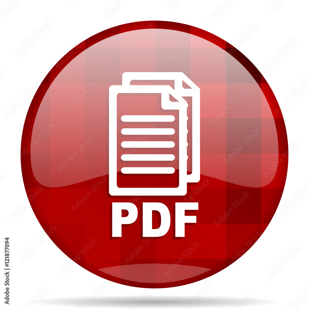 Poster pdf red round circle glossy modern design web icon,