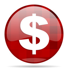Obraz premium dollar red round circle glossy modern design web icon