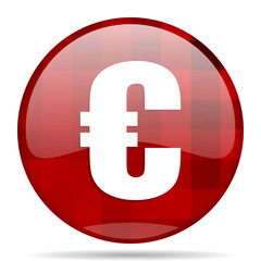 euro red round circle glossy modern design web icon
