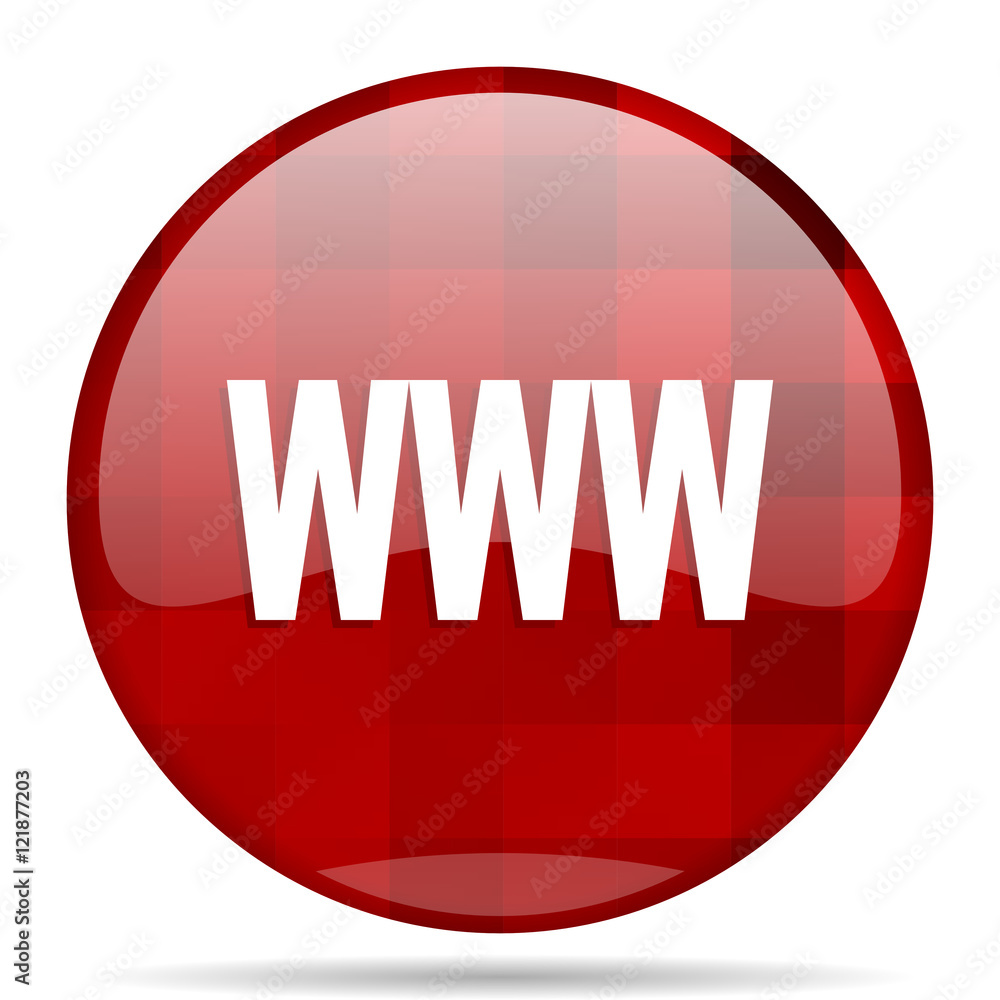 Poster www red round circle glossy modern design web icon