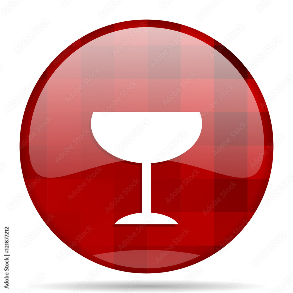 Poster alcohol red round circle glossy modern design web icon