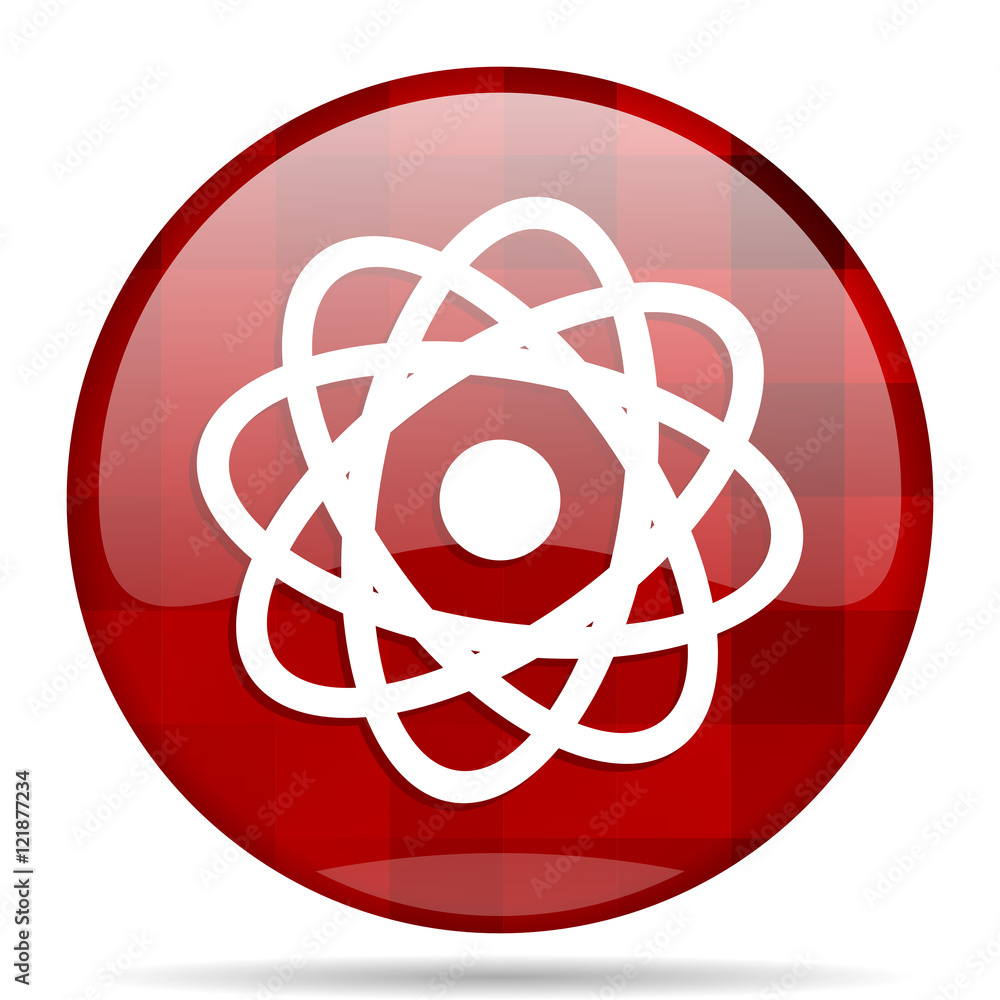 Poster atom red round circle glossy modern design web icon