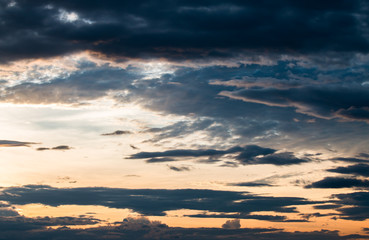 colorful dramatic sky with cloud at sunset