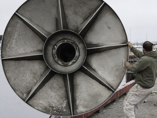 Monterey, California. Fishing trawler net reel