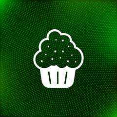 Flat paper cut style icon of cake