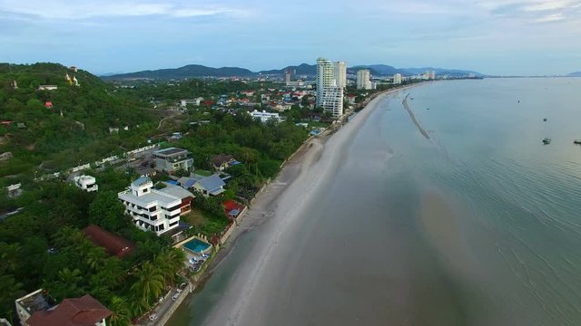 aerial view of hua hin beach prachuapkhirikhan southern of thailand
