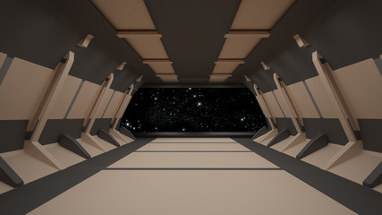 Sci-Fi corridor interior design.3D rendering