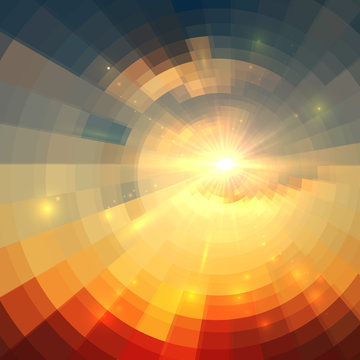Abstract vector sunrise circle technology mosaic background