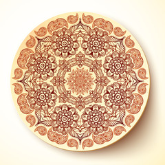 Vector plate template with Indian style mehndi round ornament