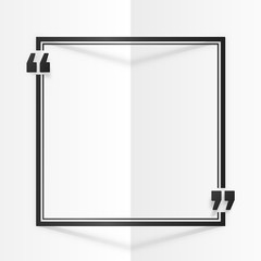 Black square vector quote frame at white folded paper background