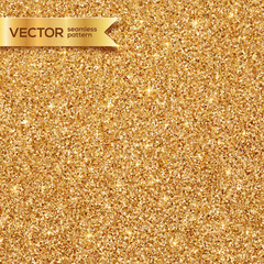Shining golden glitter texture vector seamless pattern
