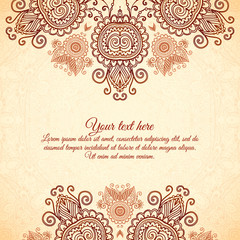 Vector vintage floral background in Indian mehndi style