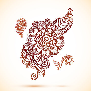 Vector vintage element in Indian mehndi style