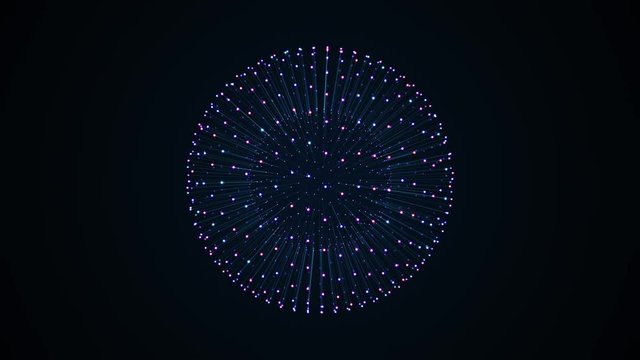 rotating fiber optic connected in amorphous sphere, abstract animation of future shape 4K