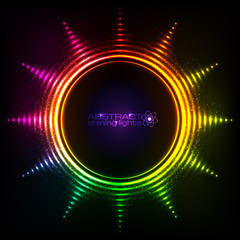 Shining rainbow lights vector abstract sun frame