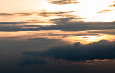 colorful dramatic sky with cloud at sunset