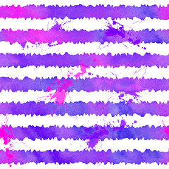 Fototapeta na wymiar Purple watercolor grunge stripes vector seamless pattern