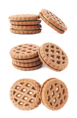 Stack of cookies isolated over the white background
