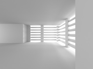 Fototapeta premium Empty White Room With Windows. Abstract Architecture Background