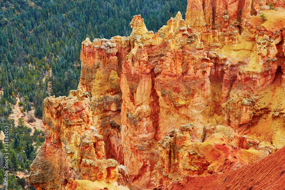 Wall mural red sandstone hoodoos in bryce canyon national park in utah, usa