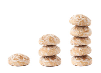 Stack of small cake gingerbread  isolated over the white background