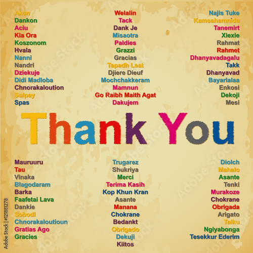 "Thank you in 74 languages in the world background" Stock photo and