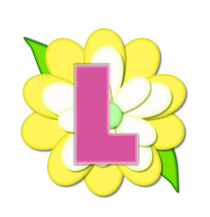Alphabet Flower Pin Yellow L