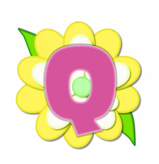 Alphabet Flower Pin Yellow Q