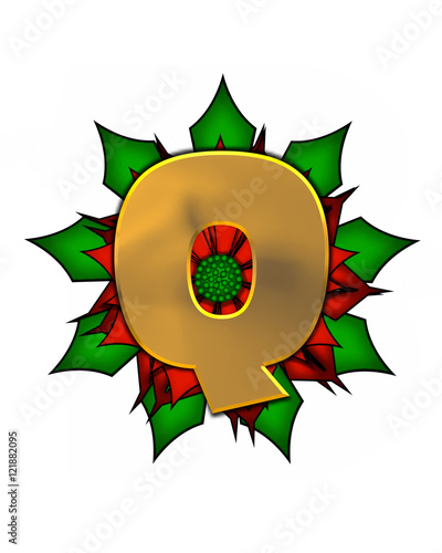&quot;Alphabet Christmas Poinsettia Q&quot; Stock photo and royalty-free images