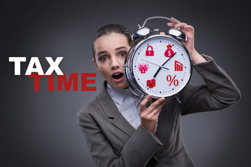 Businessman in late taxes payment concept
