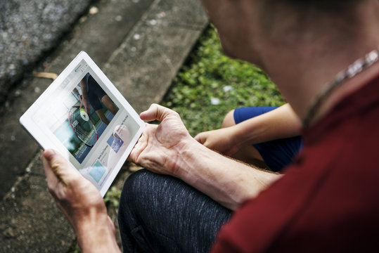 Tennis Techiques Video Tutorial Watching Concept