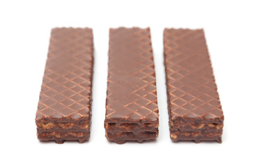 Chocolate Peanut Butter Wafer Cookies on a White Background