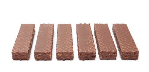 Chocolate Peanut Butter Wafer Cookies on a White Background