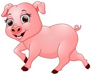 Cartoon happy pig isolated on white background
