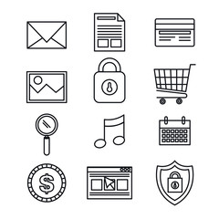 silhouette set icons protection security data design vector illustration eps 10