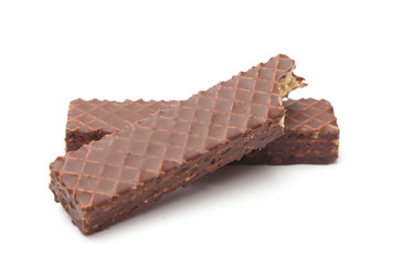 Chocolate Peanut Butter Wafer Cookies on a White Background